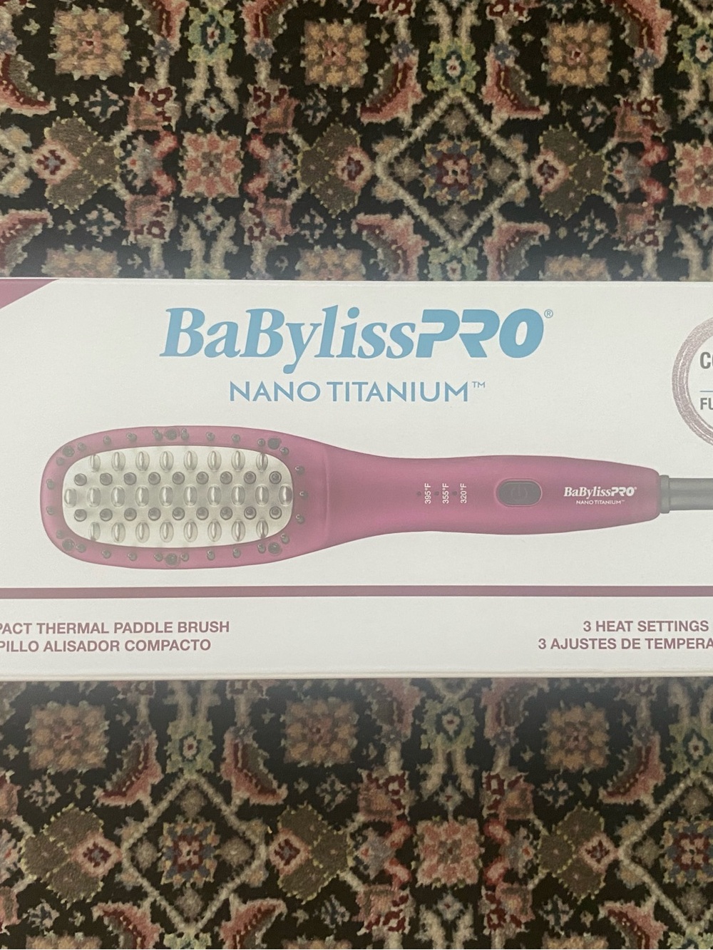 BaBylissPRO Nano Titanium Compact Thermal Paddle Brush — Pink